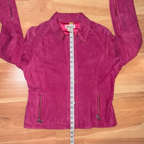 Michael Kors Barbie Pink Suede Jacket Sz Medium Coastal Cowgirl Western Boho Y2K - Picture 9 of 16